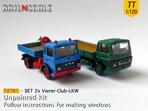 SET 2x Vierer-Club-LKW (TT 1:120) in Smooth Fine Detail Plastic