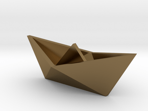 Classic Origami Boat in Polished Bronze