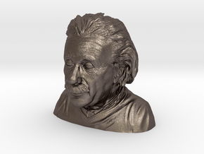 Einstein Bust in Polished Bronzed Silver Steel