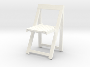 Folding wooden chair 05. 1:24 Scale in White Processed Versatile Plastic