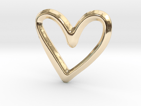 Open Heart Pendant/Charm - 16mm in 14K Yellow Gold