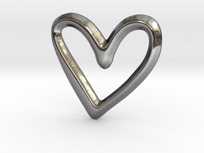 Open Heart Pendant/Charm - 16mm in Fine Detail Polished Silver