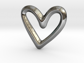 Open Heart Charm - 11mm in Fine Detail Polished Silver