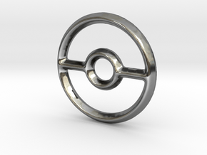 Pokeball (Open) Charm - 11mm in Fine Detail Polished Silver