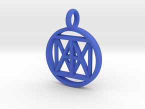 United "I AM" 3D Pendant. 21mm Nickel size in Blue Processed Versatile Plastic