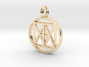 United "I AM" 3D Pendant. 21mm Nickel size in 14k Gold Plated Brass