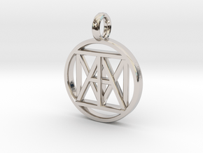 United "I AM" 3D Pendant. 21mm Nickel size in Rhodium Plated Brass