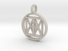 United "I AM" 3D Pendant. 21mm Nickel size in Natural Sandstone