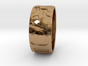 Hieroglyphes Ring in Polished Brass