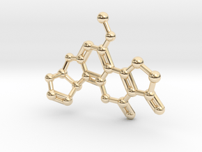 Aflatoxin B1 Molecule Necklace in 14k Gold Plated Brass