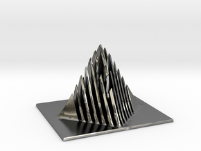 Miniature Pyramid Sculpture in Fine Detail Polished Silver