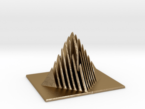 Miniature Pyramid Sculpture in Polished Gold Steel
