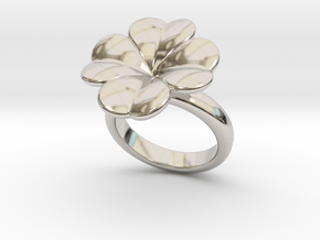 Lucky Ring 16 - Italian Size 16 in Rhodium Plated Brass