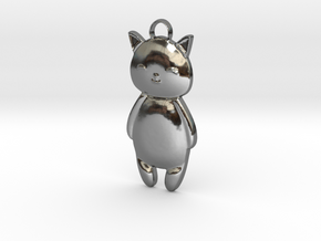 Kitty Cat Pendant in Fine Detail Polished Silver