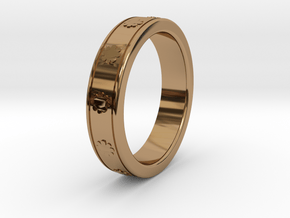 Ø0.687 inch/Ø17.45 mm Flower Ring in Polished Brass