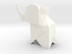 Origami Elephant in White Processed Versatile Plastic