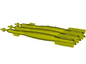 1/18 scale Raytheon GBU-12 Paveway II bombs x 3 in Smooth Fine Detail Plastic