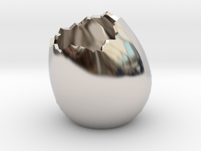 EggShell2 in Rhodium Plated Brass