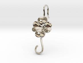 Lucky Earring With Hook in Rhodium Plated Brass