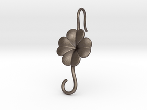 Lucky Earring With Hook in Polished Bronzed Silver Steel
