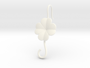 Lucky Earring With Hook in White Processed Versatile Plastic