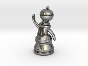 Waving Pawn in Polished Silver