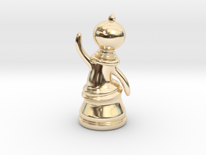 Waving Pawn in 14k Gold Plated Brass