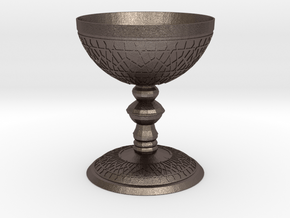 luxurious Cup with Islamic motifs in relief in Polished Bronzed Silver Steel