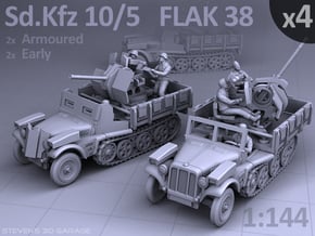 Sd.Kfz 10/5  FLAK 38  (4 pack) in Tan Fine Detail Plastic