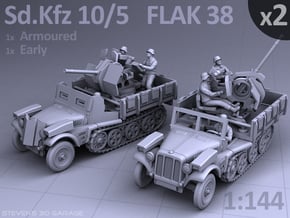 Sd.Kfz 10/5  FLAK 38  (2 pack) in Tan Fine Detail Plastic
