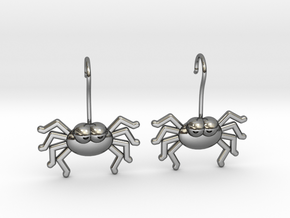 Cute Spider Earrings in Fine Detail Polished Silver