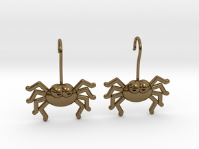 Cute Spider Earrings in Polished Bronze