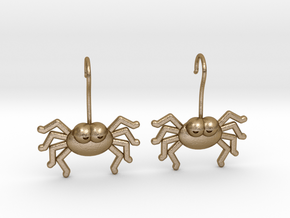 Cute Spider Earrings in Polished Gold Steel