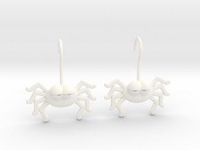 Cute Spider Earrings in White Processed Versatile Plastic