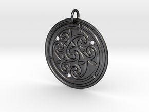 Norse Motif Round Medallion (for precious metals) in Polished and Bronzed Black Steel
