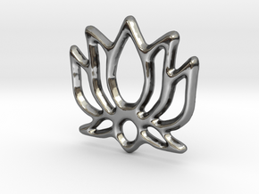 Lotus Pendant/Charm - 16mm in Fine Detail Polished Silver