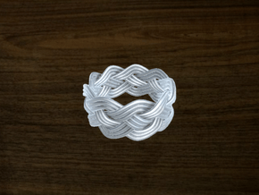 Turk's Head Knot Ring 4 Part X 9 Bight - Size 8.25 in White Natural Versatile Plastic