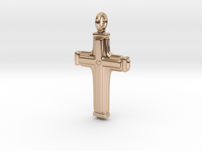 Cross with small heart. in 14k Rose Gold