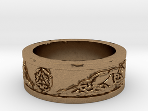Norse Shield Ring Size 12.5 in Natural Brass