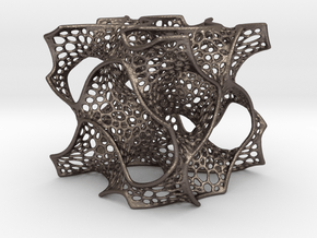 Gyroid Math Art in Polished Bronzed Silver Steel