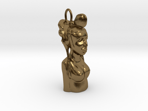 African Bust Pendant in Polished Bronze