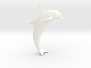 Dolphin Pendant in White Processed Versatile Plastic