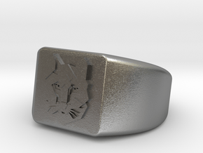 Geometric Wolf Ring in Natural Silver