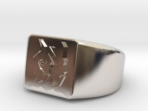 Geometric Wolf Ring in Platinum