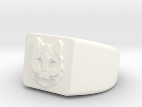 Geometric Wolf Ring in White Processed Versatile Plastic