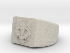 Geometric Wolf Ring in Natural Sandstone