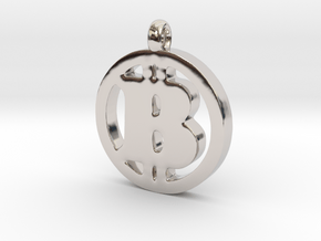 Bitcoin Pendant in Rhodium Plated Brass