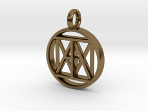 United "I AM" 3D Pendant 30mmx5mm in Polished Bronze