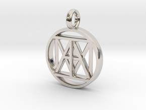 United "I AM" 3D Pendant 30mmx5mm in Rhodium Plated Brass