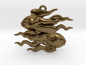 Pisces Pendant in Polished Bronze